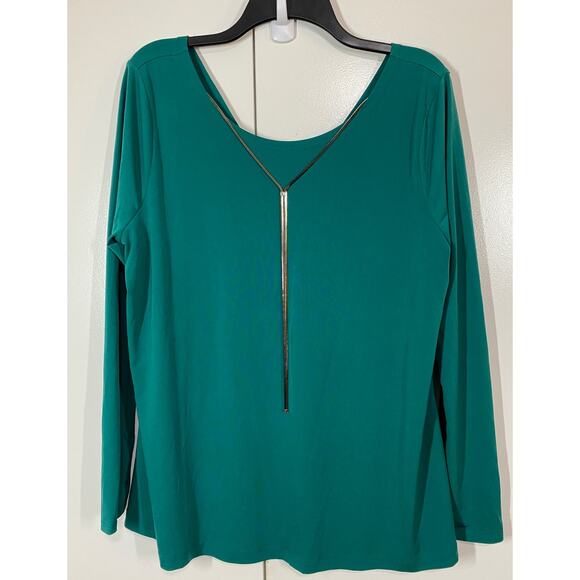 Lane Bryant Green Long Sleeve Tunic with attached Necklace Top Size 14/16 - Picture 5 of 8